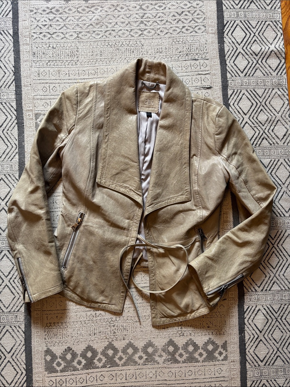 Banana Republic Taupe Leather Tie-Waist Jacket - XS